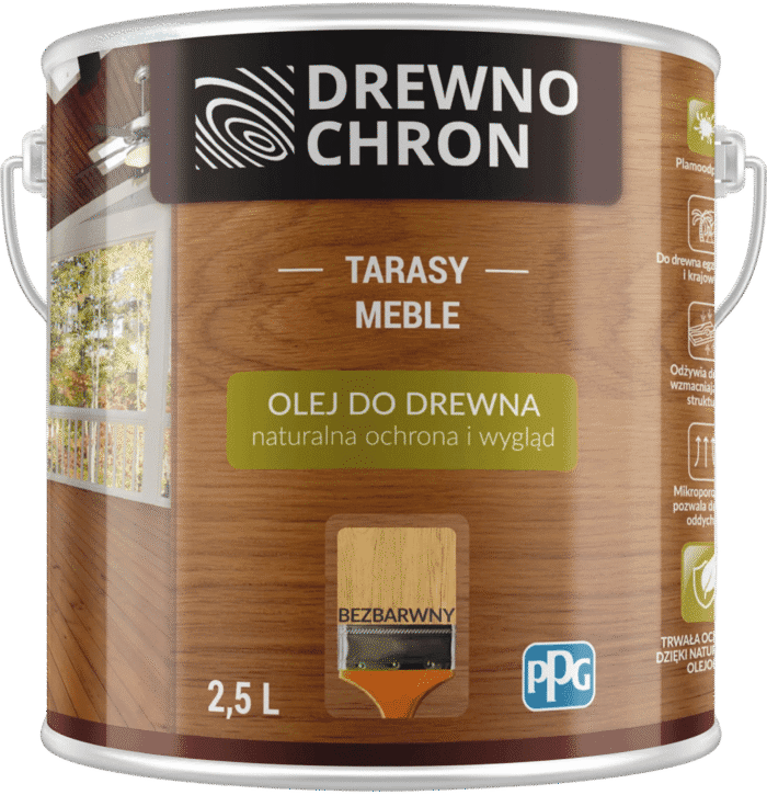 Drewnochron bezbarwny 2,5l to doskonaly wybor kup max pl tarasy meble olej do drewna bez tla naturalna ochrona i wyglad