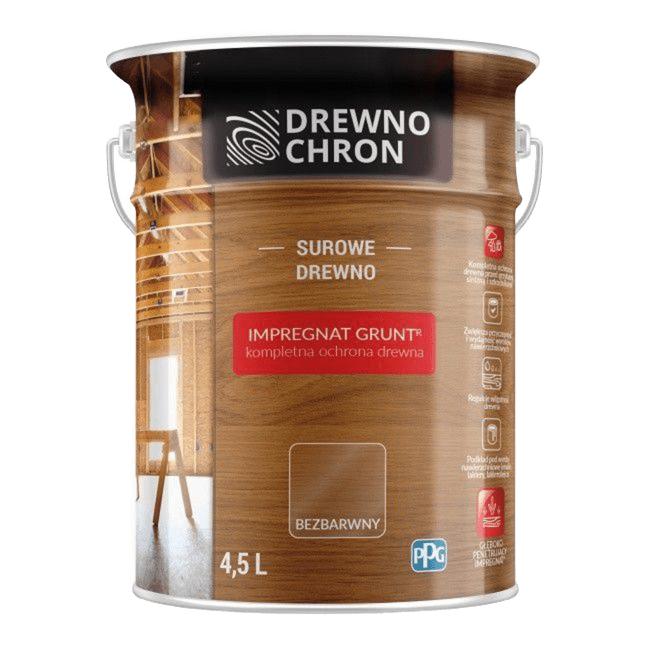 Drewnochron bezbarwny 4,5l impregnat grunt kompletna ochrona drewena bezbarwna kup max pl bez tla