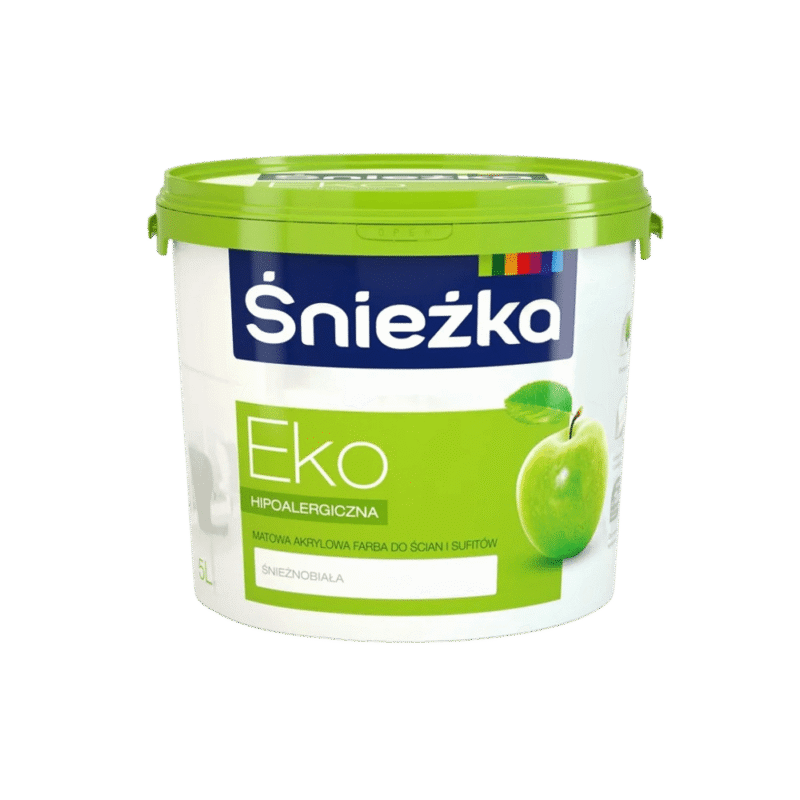 SNIEZKA EKO 5 L FARBA eko hipoalergiczna matowa akrylowa farba do scian i sufitow znieznobiala kup max pl bez tła