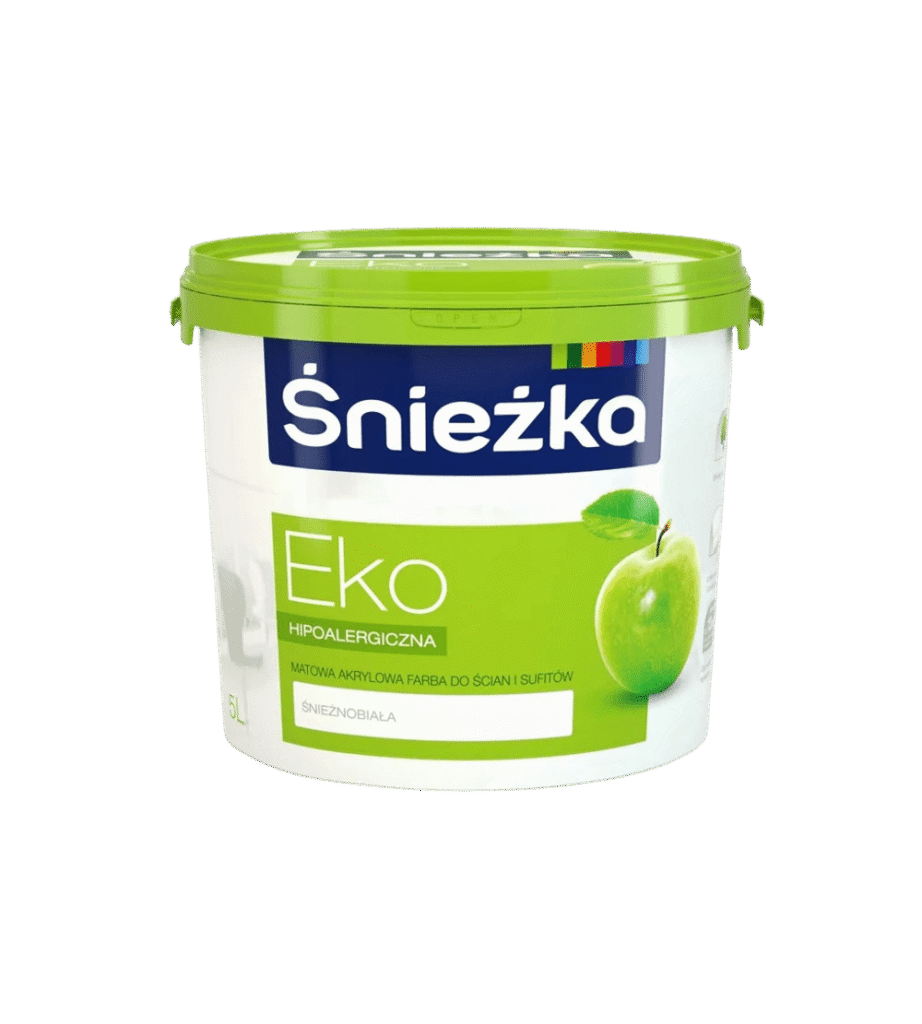 SNIEZKA EKO 5 L FARBA eko hipoalergiczna matowa akrylowa farba do scian i sufitow znieznobiala kup max pl bez tła