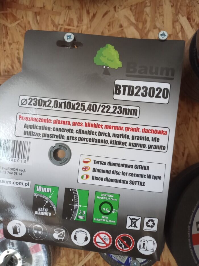 tarcza diamentowa do gresu i glazury. specjalistyczna tarcza tnąca z nasypem diamentowym